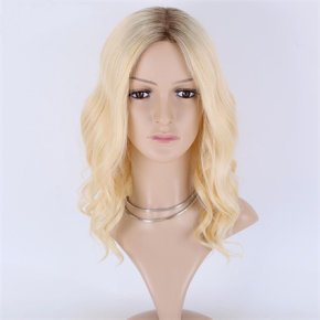 Brown Rooted Bleach Blonde 5X5＂ Mono Top Open Wefted Wigs
