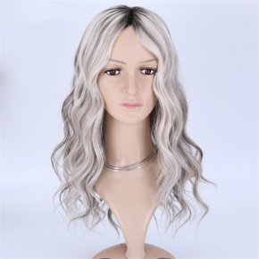 Stock 16＂ White Highlight Brown 5X5 Mono Top Open Wefted Wigs