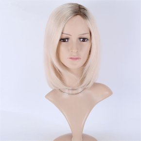 White with Brown Rooted 5X5＂Mono Top Open Wefted Wigs
