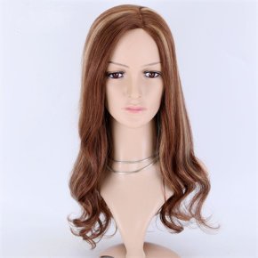 Brown Highlight Blonde Wave 5X5＂ Mono Top Open Wefted Wigs