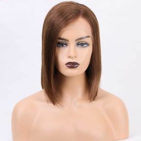 Indian Hair Dark Brown Light Yaki 13x4 Lace Front Wigs