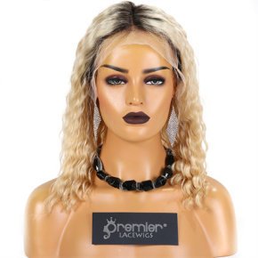 14‘’ Remy Hair BOBO Style #613 With Dark Roots Full Lace Wigs