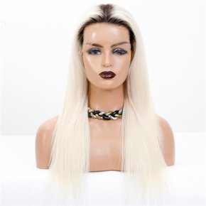 Pure White with Black Soft Root 5“ HD Lace Top Wigs