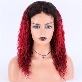 Remy Hair Red Color with Dark Root 5*5＂ HD Lace Closure Wigs