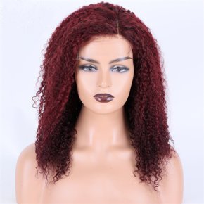 Remy Hair Red Color Curly 5*5＂ HD Lace Closure Wigs