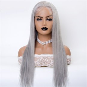 Remy Hair Straight Style Granny Gray HD Full Lace Wigs