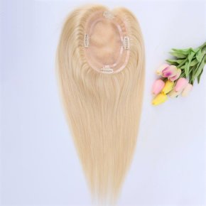 Stock Piece Brazilian Hair Bleach Blonde 5X6.5＂Mono Toppers