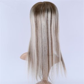 Top Quality Ombre Blonde Highlight Brown 5X6.5＂Mono Toppers