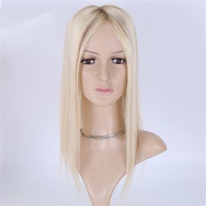 Bleach Blonde Highlight Brown Straight 5X6.5＂Mono Toppers