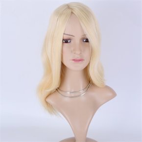 6X6＂Brazilian Hair Bleach Blonde Machine Made Silk Wefted Toppers