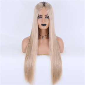 6X6.5＂Top Quality White Brown Mix Blonde Silk Wefted Toppers
