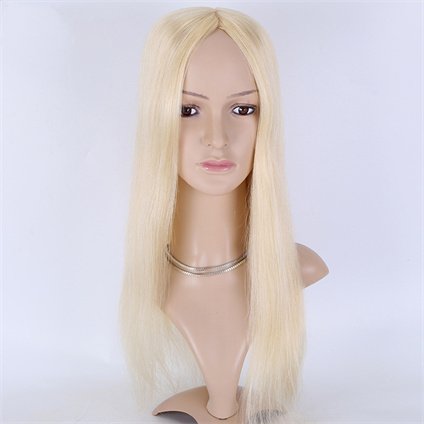 7X7＂Brazilian Virgin Hair Bleach Blonde Silk Wefted Toppers