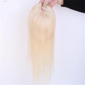 3X5＂Brazilian Virgin Hair Bleach Blonde Silk Base Toppers