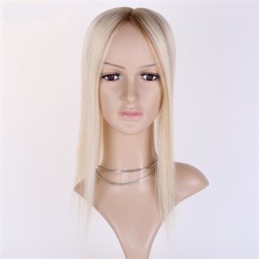 5X5＂Virgin Hair Brown Highligt Blonde Silk Base Toppers