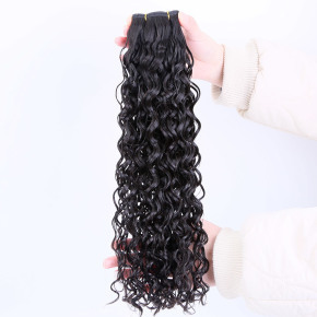 Indian Remy Hair Curly Natural Black Machine Made Weft