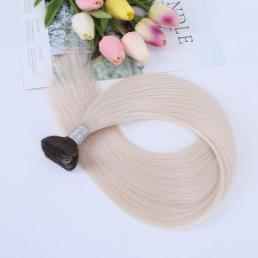 White with Golden Brown Root Tape in Hair Extension